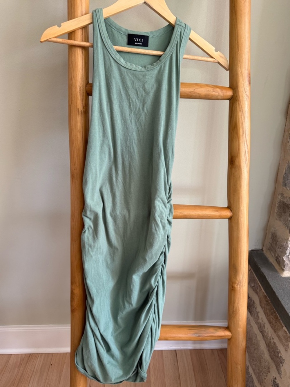 VICI Sage Ruched Tank Midi Dress
